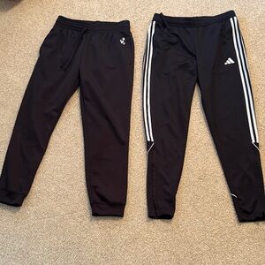 Adidas women’sBlack Joggers with White Stripes and B16  joggers size medium